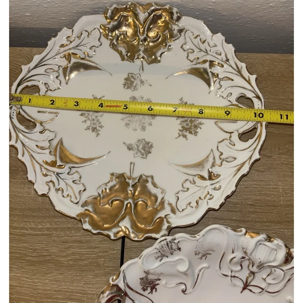 Lot of 4 Antique Plates German Austrian Porcelain IPF Ilmenau Leonard Vienna
